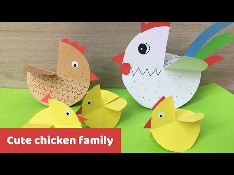Cute chicken family Easter decoration, easy craft for kids